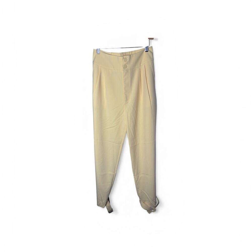 The Drop Butter Yellow High Rise Stirrup Trousers Medium